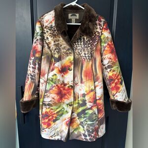 Vintage Mark Reed Multi-Colored Faux Fur/Suede Coat Women’s Size 16